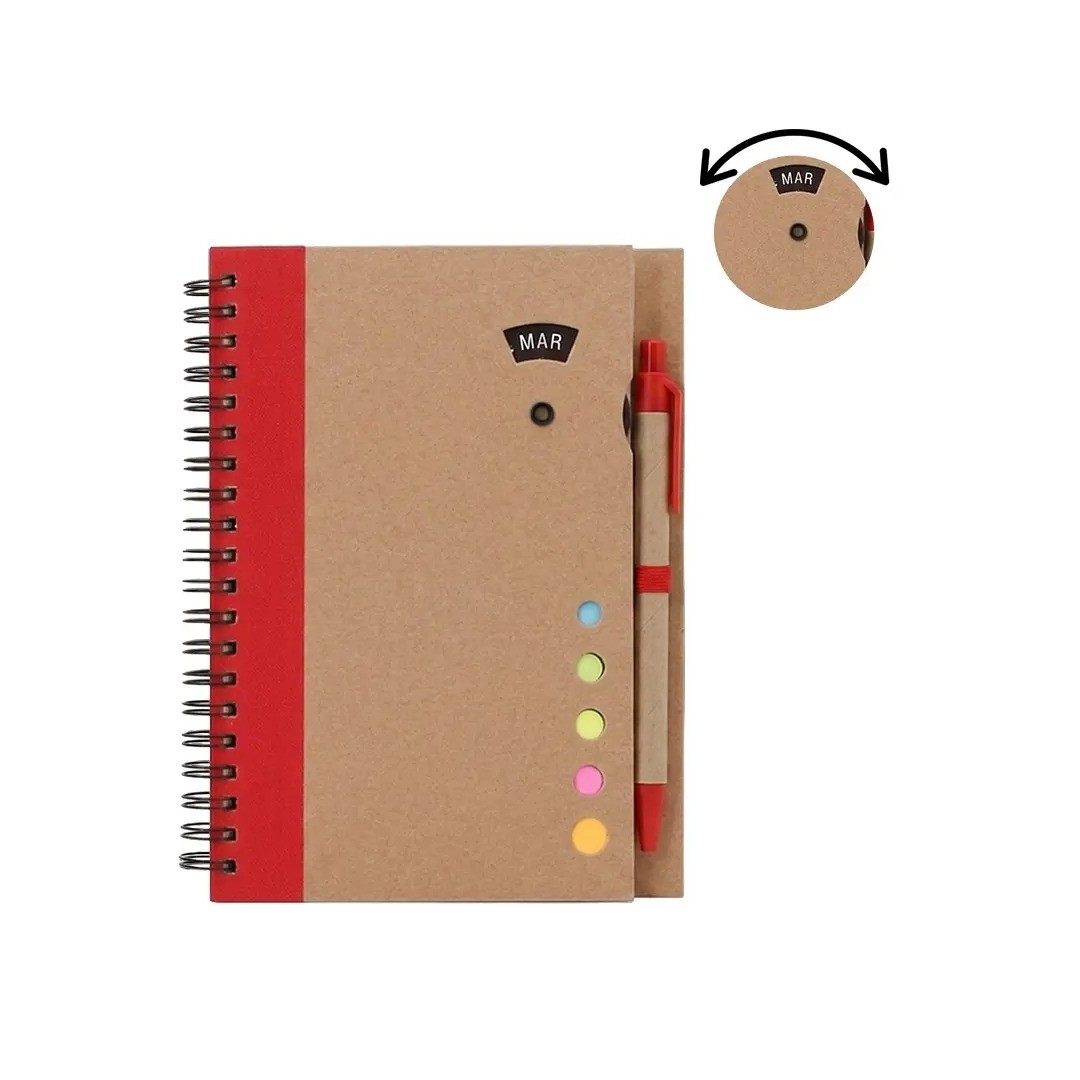 Cuaderno Ecologico Hega Rojo Con Boligrafo