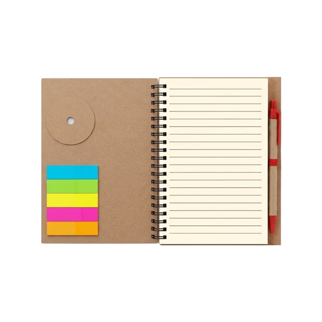 Cuaderno Ecologico Hega Rojo Con Boligrafo