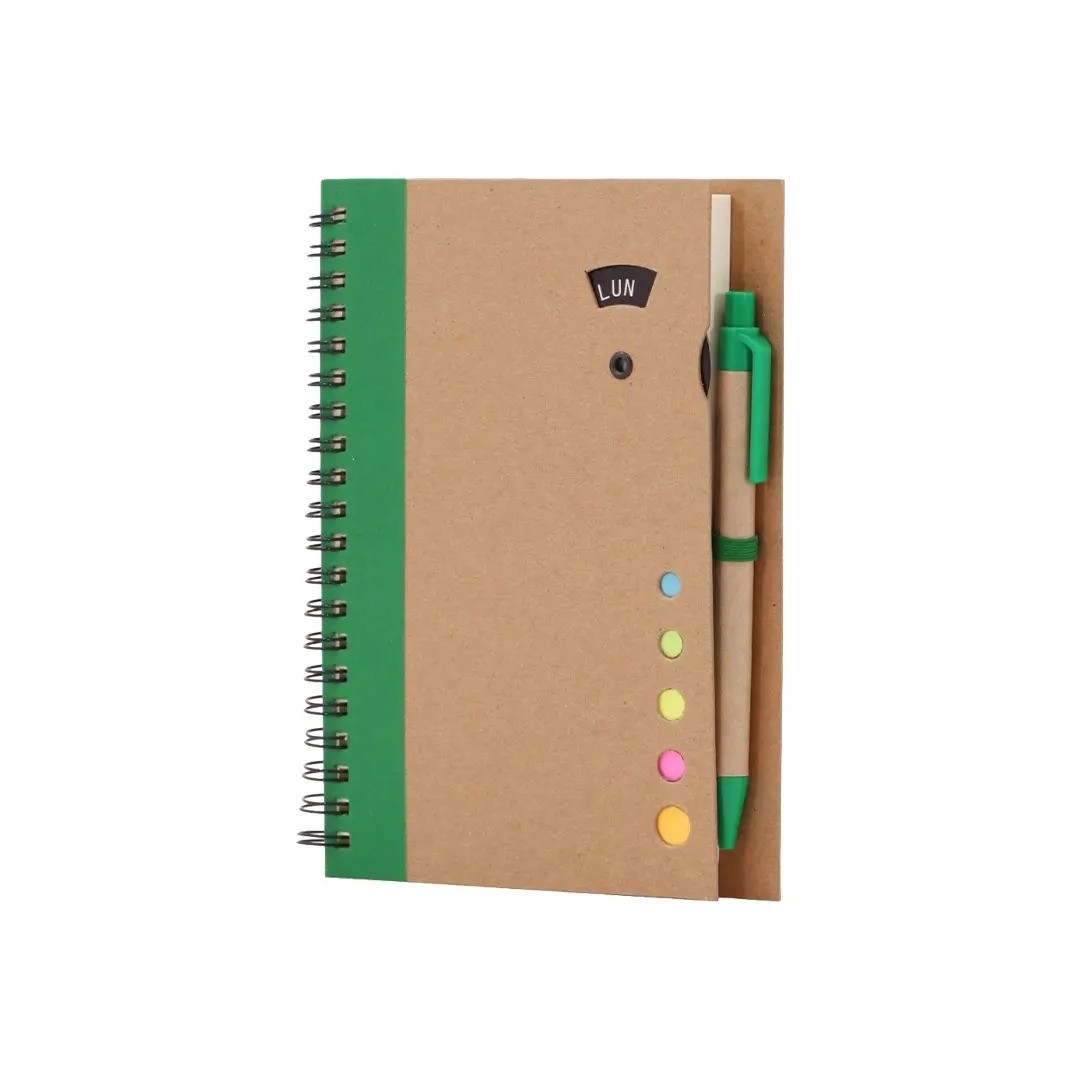 Cuaderno Ecologico Hega Verde Con Boligrafo