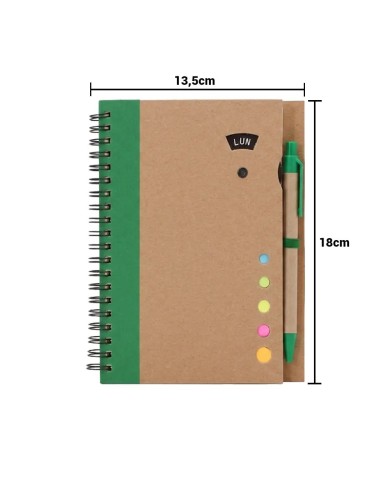 Cuaderno Ecologico Hega Verde Con Boligrafo