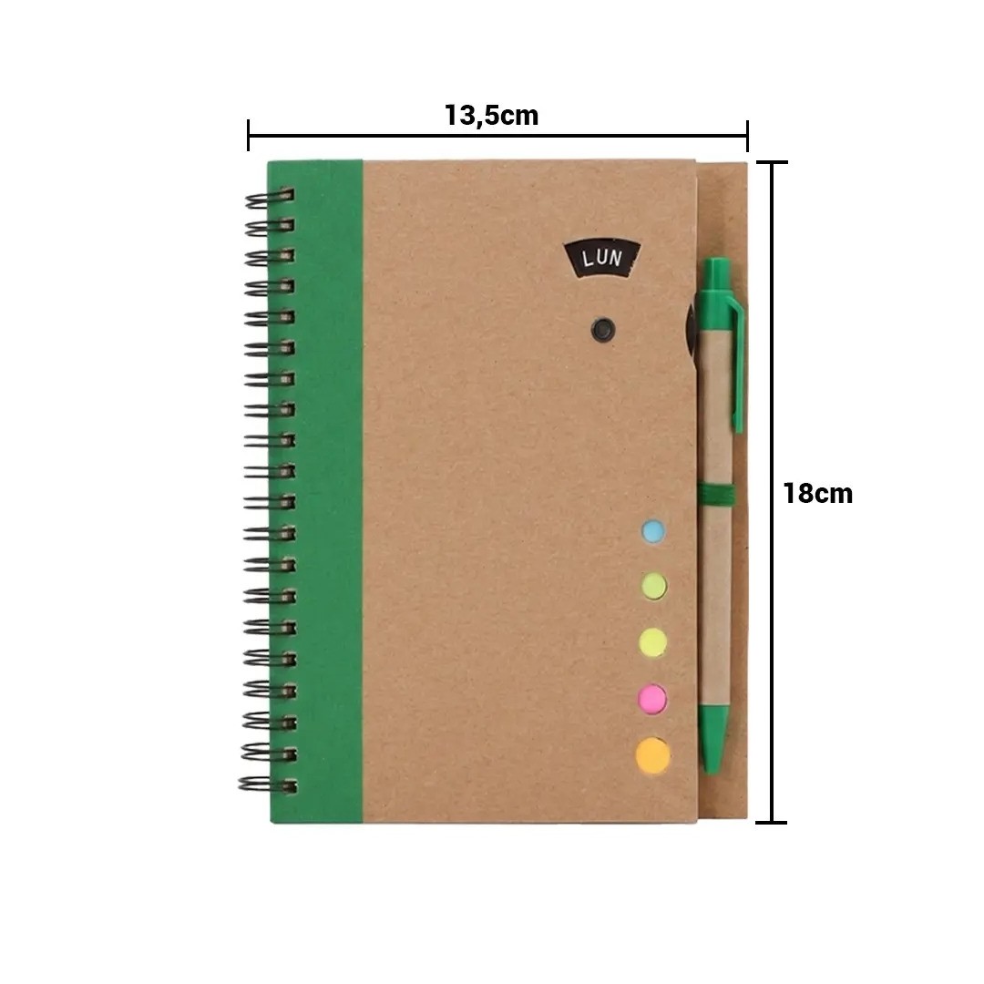 Cuaderno Ecologico Hega Verde Con Boligrafo