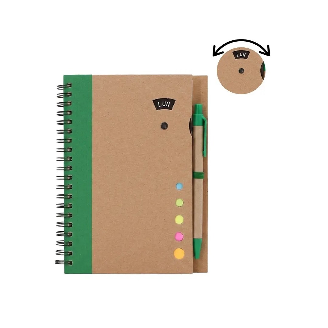 Cuaderno Ecologico Hega Verde Con Boligrafo