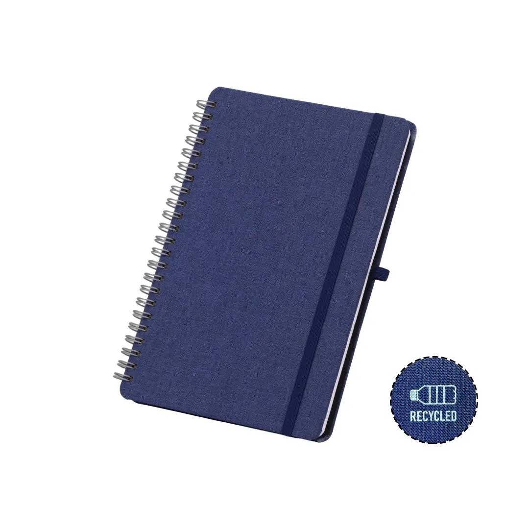 Cuaderno Espiral Rpet Con Soporte De Celular Azul