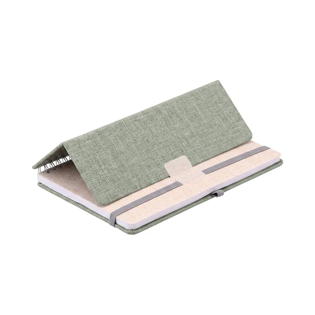 Cuaderno Espiral Rpet Con Soporte De Celular Gris