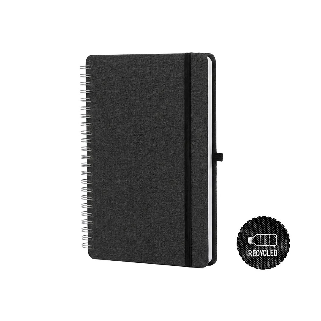 Cuaderno Espiral Rpet Con Soporte De Celular Negro