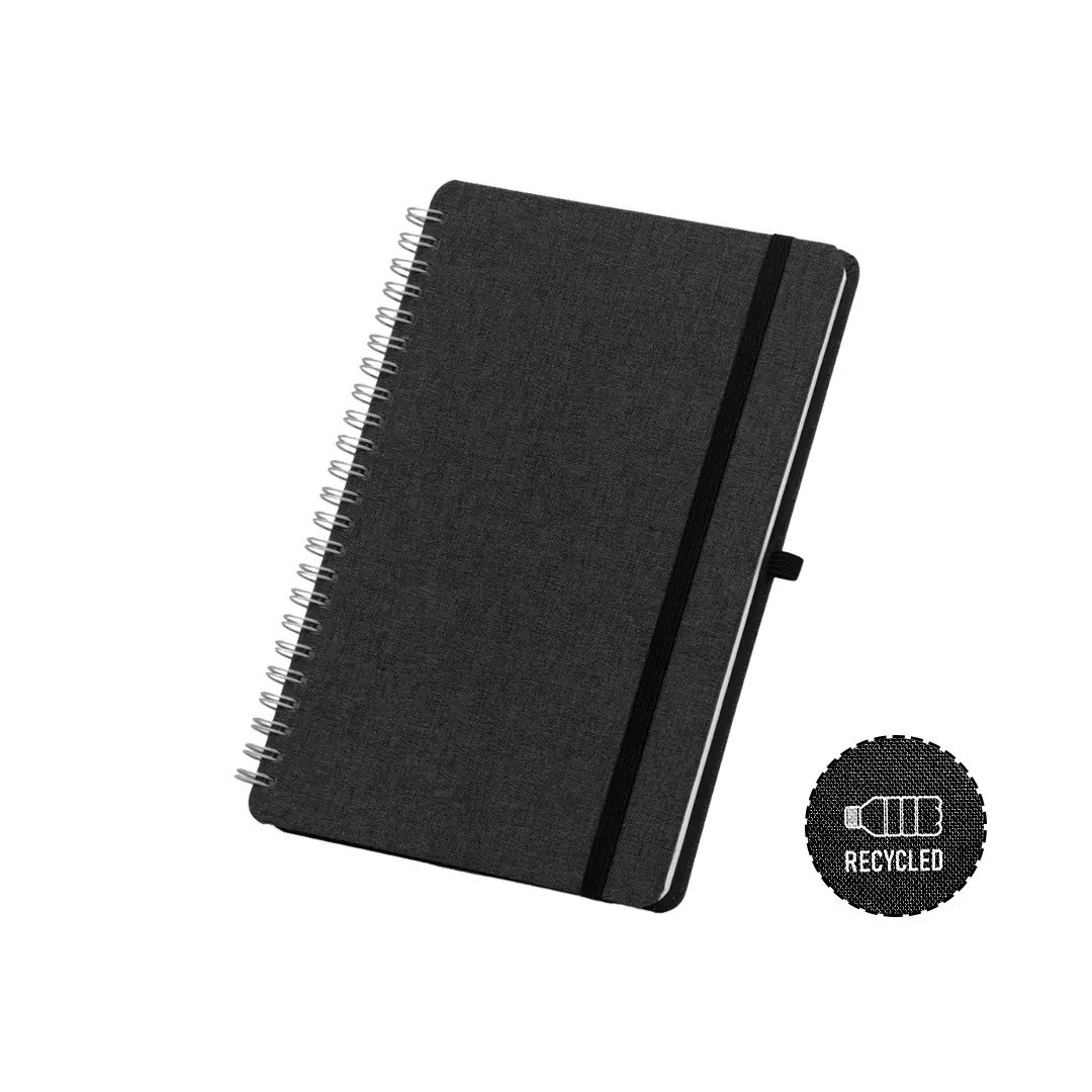 Cuaderno Espiral Rpet Con Soporte De Celular Negro